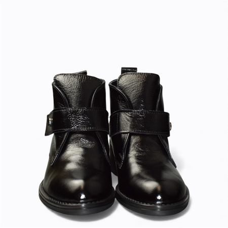 SKÓRZANE CZARNE BOTKI DAMSKIE ORINDRA