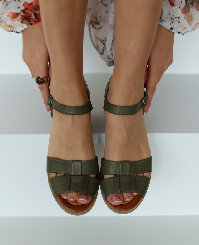 Fortina Women's Olive Leather Sandals
