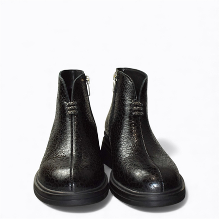 SKÓRZANE CZARNE BOTKI DAMSKIE RENISSA