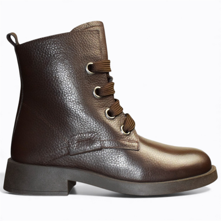 SKÓRZANE BRĄZOWE BOTKI DAMSKIE MIRELIA