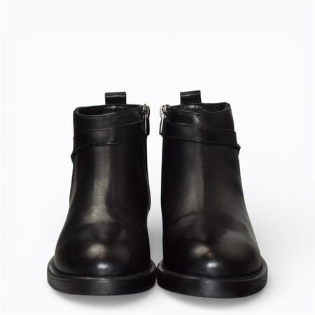 Skórzane czarne botki damskie Siliora