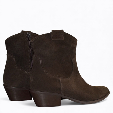 Skórzane czekoladowe kowbojki damskie Eferine