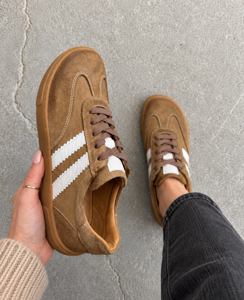 Skórzane taupe barefoot sneakersy damskie Ermelia