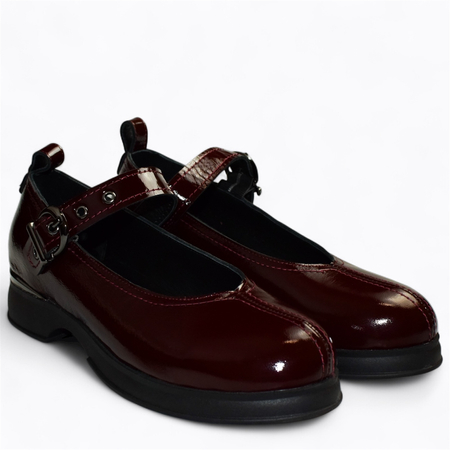 SKÓRZANE BORDOWE PÓŁBUTY DAMSKIE EMARINA