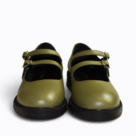 SKÓRZANE ZIELONE PÓŁBUTY DAMSKIE KIRELLA