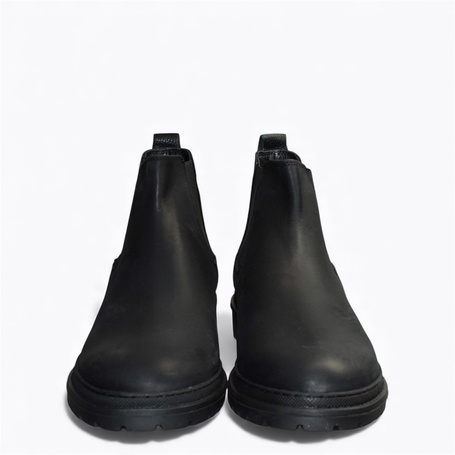 BARNABY MEN'S BLACK LEATHER ANKLE BOOTS