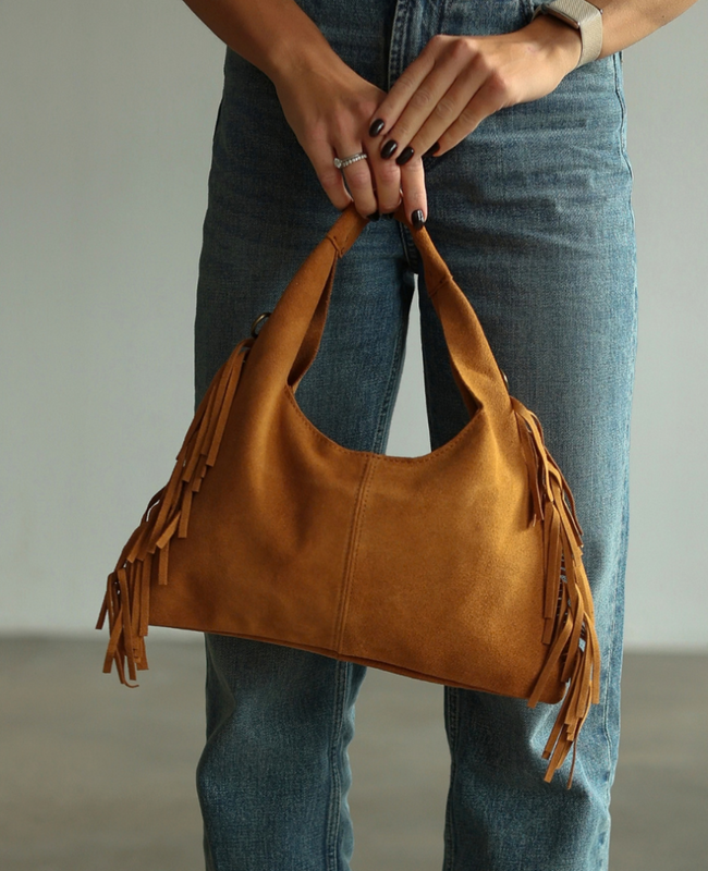 Merqila Rudy - Suede Leather Handbag with Fringes