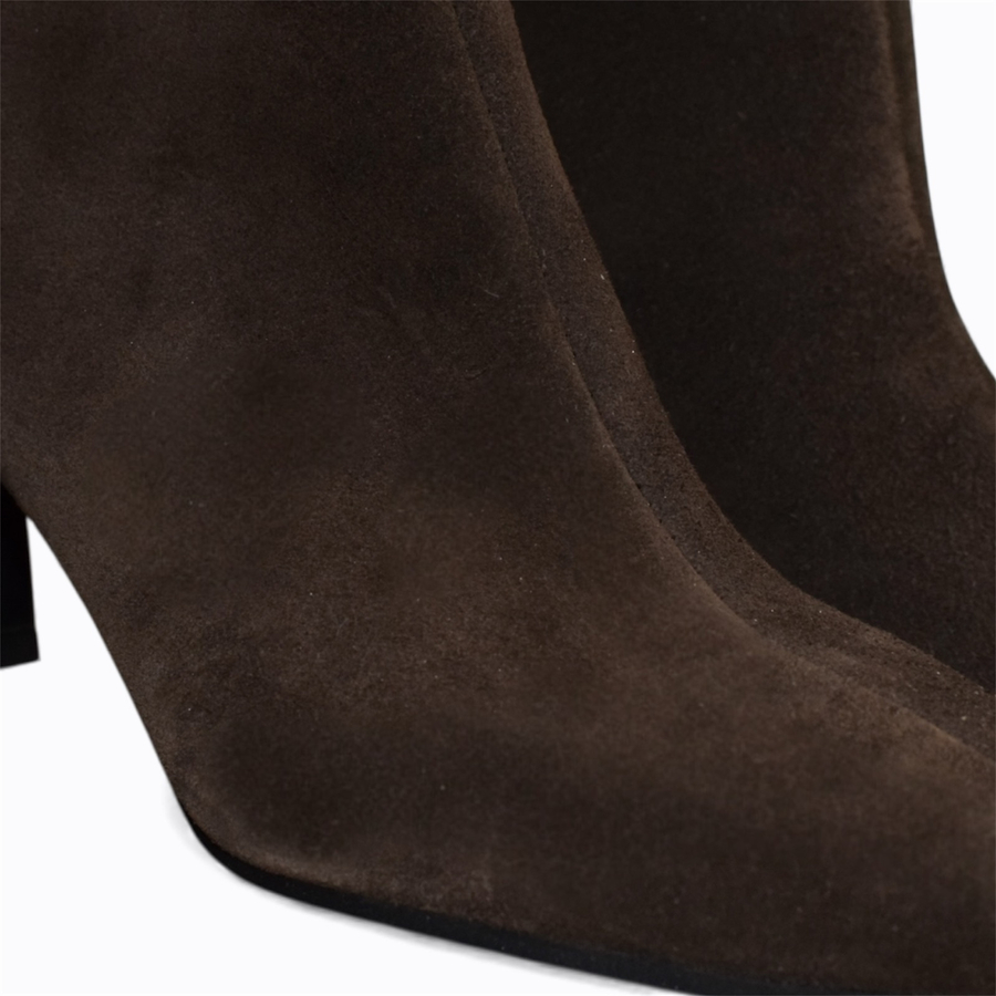 Skórzane czekoladowe botki damskie Finriel