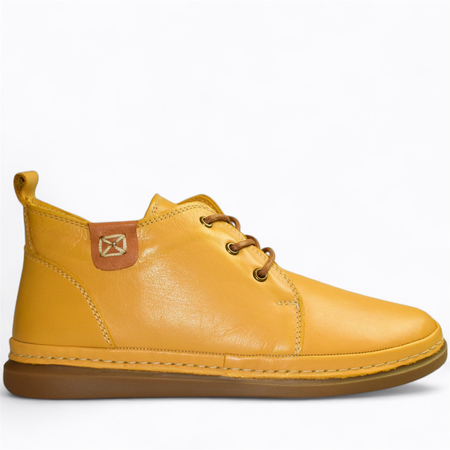 Skórzane musztardowe trzewiki damskie Donteri