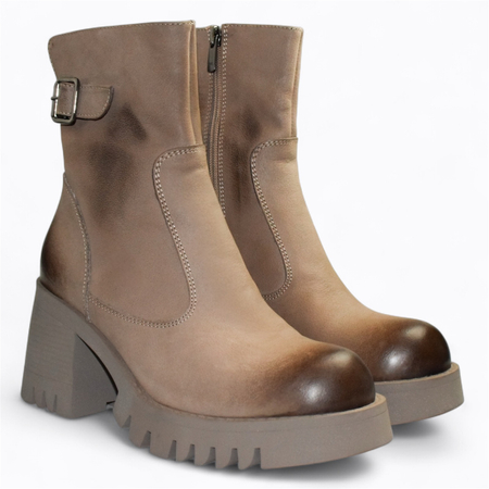 SKÓRZANE SZARE BOTKI DAMSKIE PHIRENE