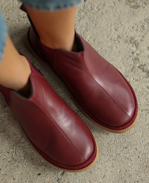 Hezmeli Women's Amaranth Leather Ankle Boots