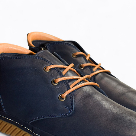 Skórzane granatowe trzewiki damskie Jamiria