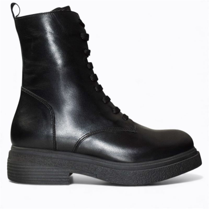 Skórzane czarne trzewiki damskie Brilita