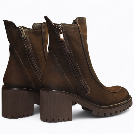 SKÓRZANE BRĄZOWE BOTKI DAMSKIE MILIORI