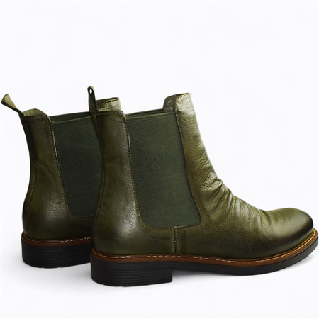 SKÓRZANE ZIELONE BOTKI DAMSKIE LISAVIA