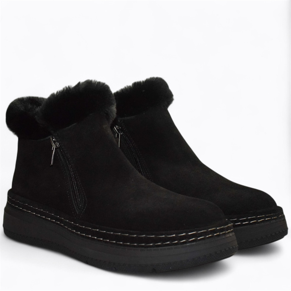 Rosalbi Women's Black Leather Ankle Boots