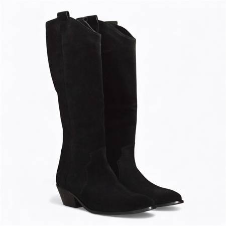 Skórzane czarne kowbojki damskie Emeldia