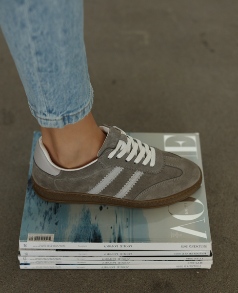 Skórzane szare sneakersy damskie Magline