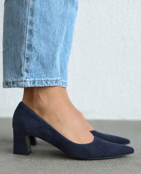 Pinseri Navy Blue Leather Women's Pumps