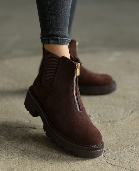 Rovinna Women's Leather Chocolate-Brown Ankle Boots