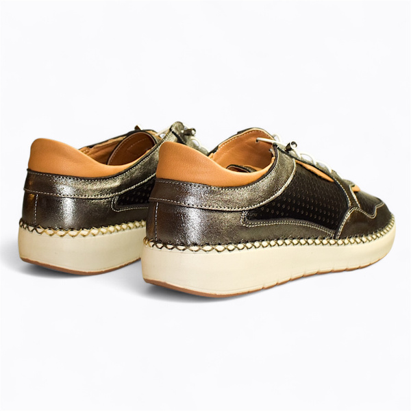 Rinelei Women's Black Leather Low-Top Shoes