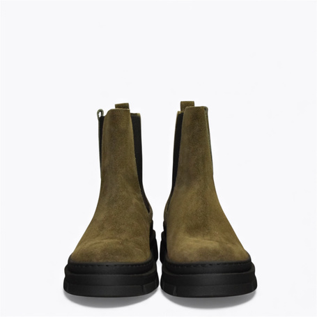Kanna Women's Olive-Colored Leather Ankle Boots