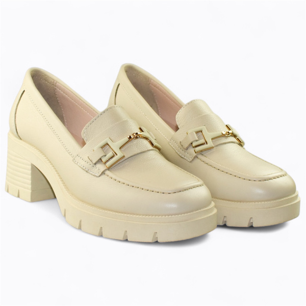 Elorisa Beige Leather Women's Pumps