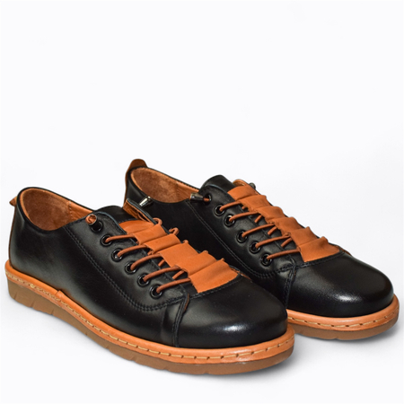 Skórzane czarne półbuty damskie Ronisia