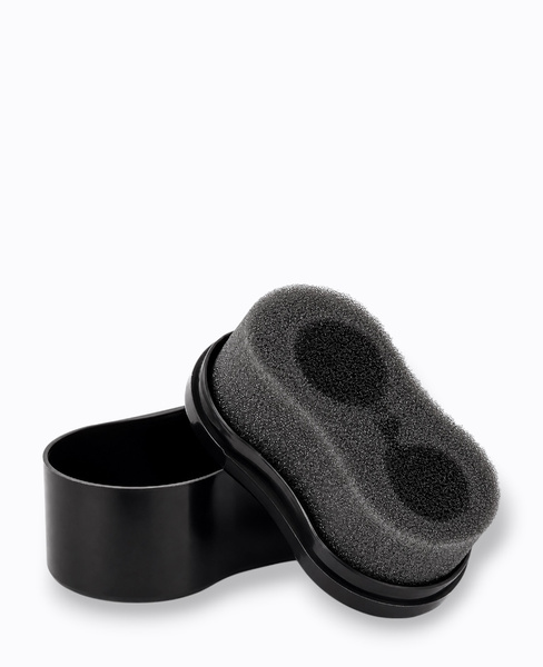 Black self-shining shoe cleaner