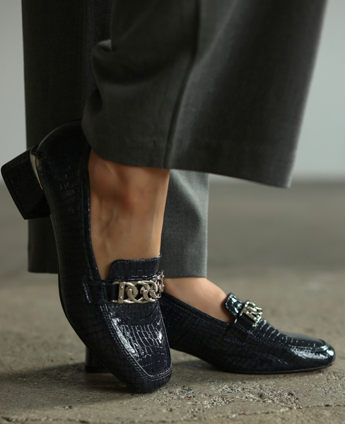 Aurea Navy Blue Leather Women's Pumps