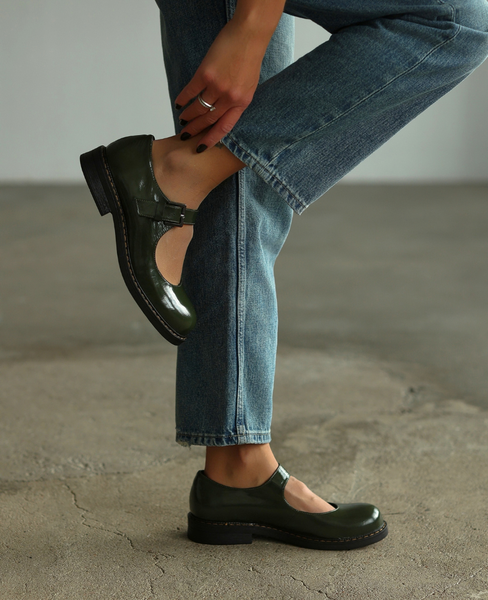 Delfina Women's Green Leather Low-Cut Shoes