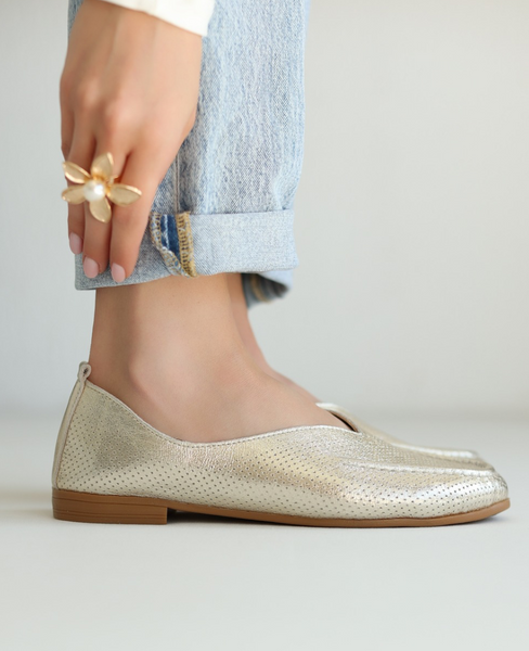 Fauriel Women's Leather Gold Loafers