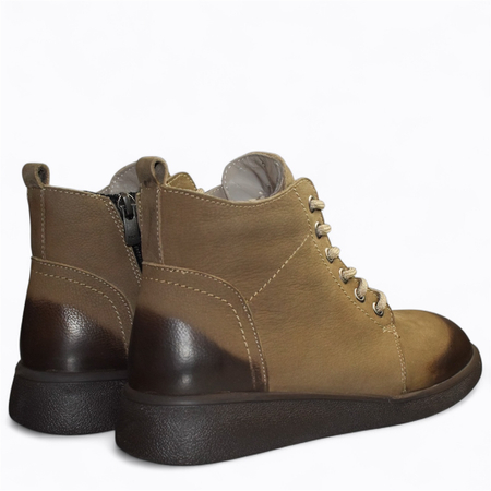 SKÓRZANE BEŻOWE TRZEWIKI DAMSKIE ALUNIRE