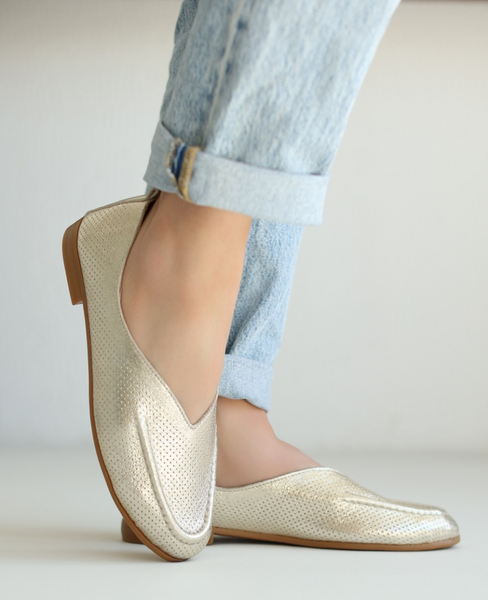 Fauriel Women's Leather Gold Loafers