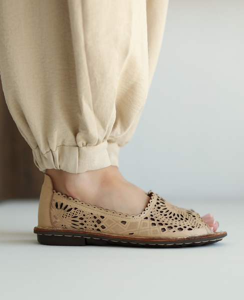 Semirea Women's Cappuccino Leather Loafers