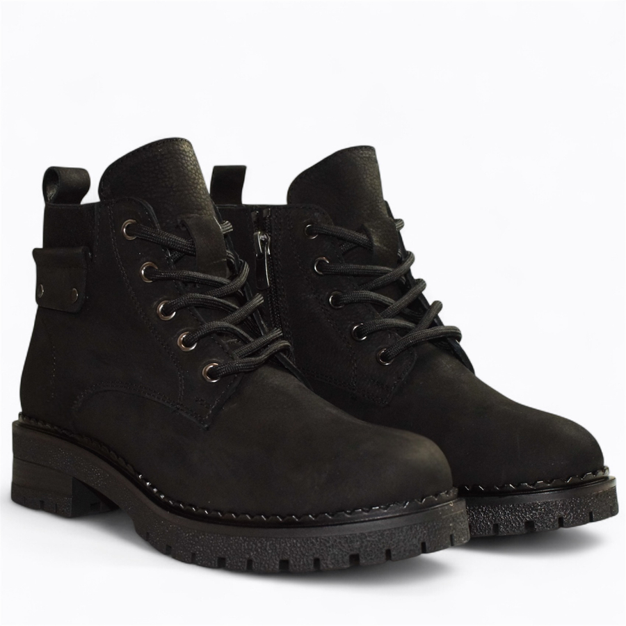 Skórzane czarne botki damskie Frilama