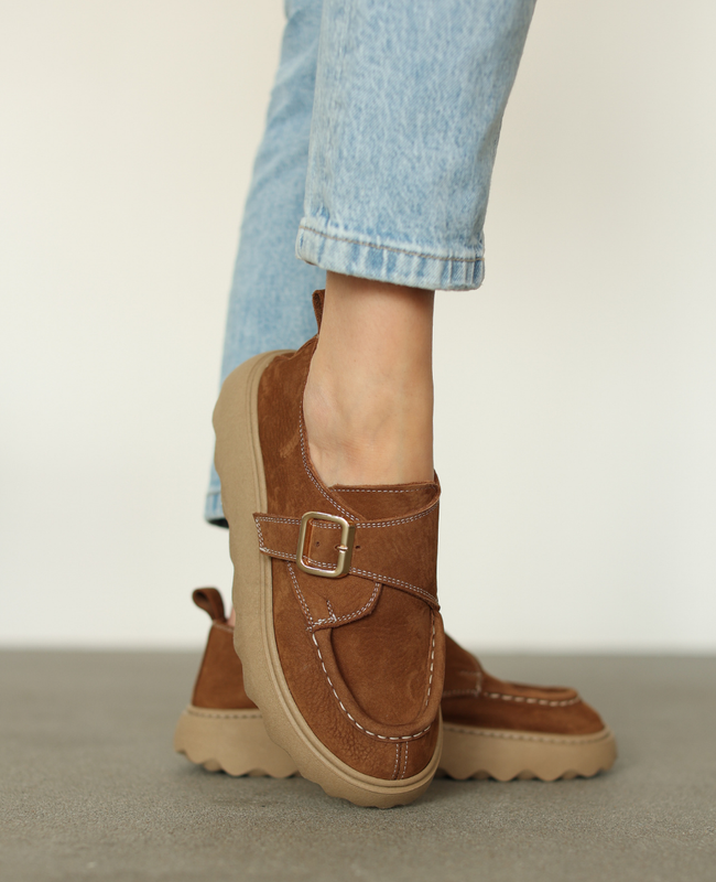 Winelli Women's Leather Chocolate-Brown Low-Cut Shoes