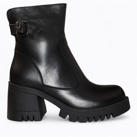 SKÓRZANE CZARNE BOTKI DAMSKIE PHIRENE