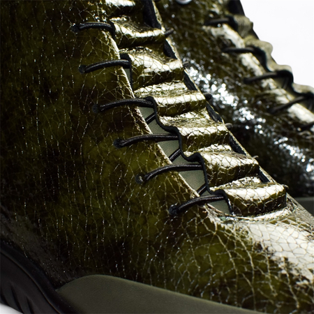 Skórzane zielone trzewiki damskie Aristea