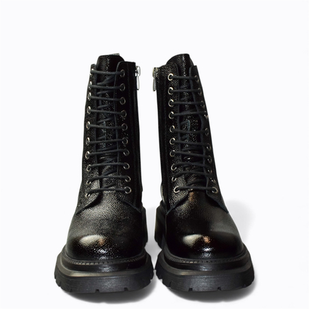 Skórzane czarne trzewiki damskie Isaldin