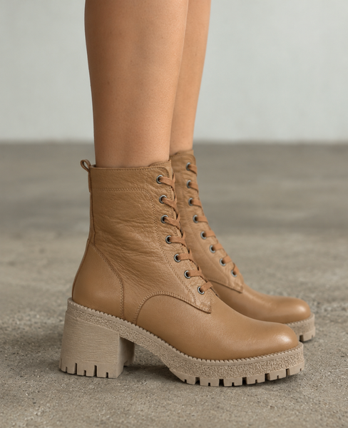 Emmikia Women's Red Leather Ankle Boots