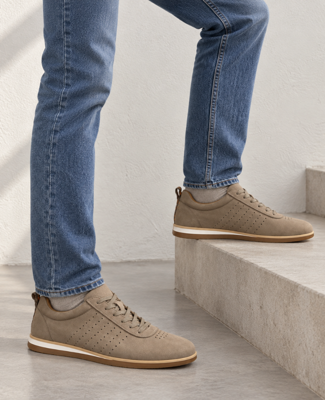 Skórzane szare sneakersy męskie Kameris