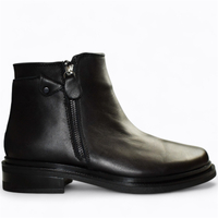 SKÓRZANE CZARNE BOTKI DAMSKIE PERLINA