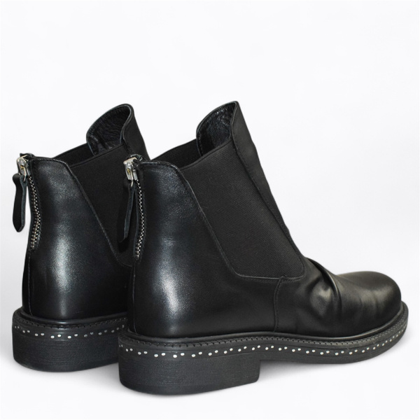 Galisia Women's Black Leather Ankle Boots