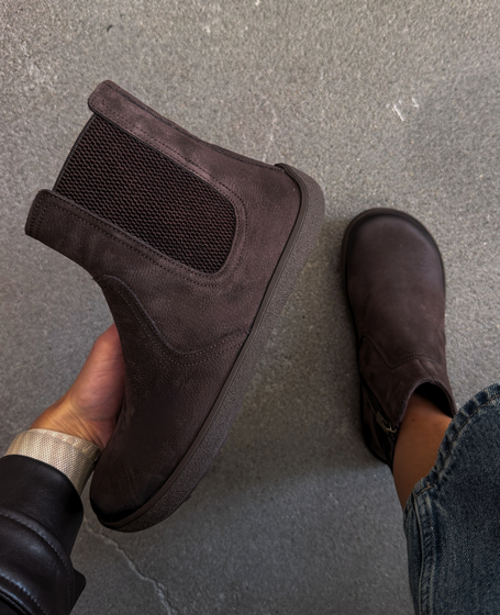 Galoria Women's Leather Chocolate-Brown Barefoot Ankle Boots