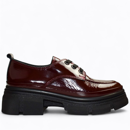 Landeri Women's Burgundy Leather Low-Cut Shoes