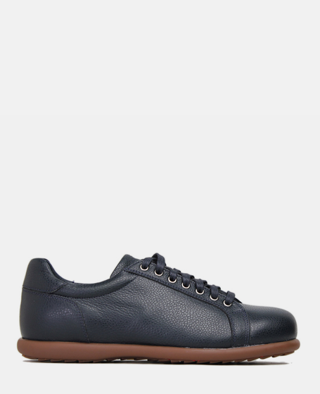 Delemar Men's Navy Blue Leather Low-Top Shoes