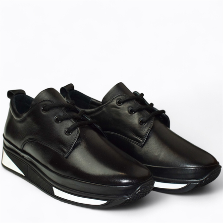 SKÓRZANE CZARNE PÓŁBUTY DAMSKIE GRISANE