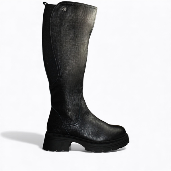 Euridia Women's Black Leather Knee-High Boots