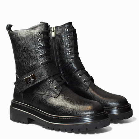 Skórzane czarne trzewiki damskie Olirina